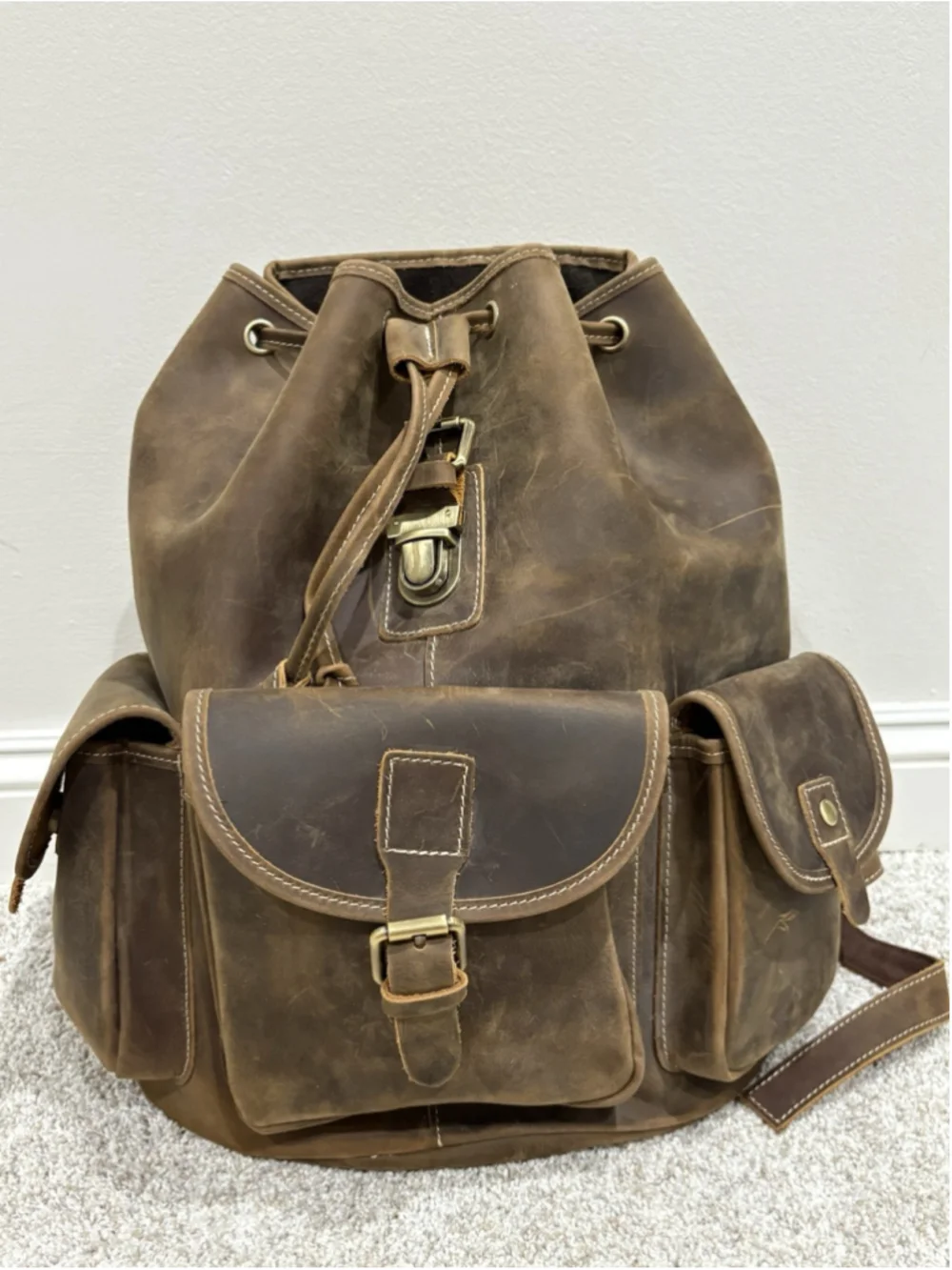 The Asmus Unbranded Brown Leather Backpack Rucksack VERY NICE QUALITY